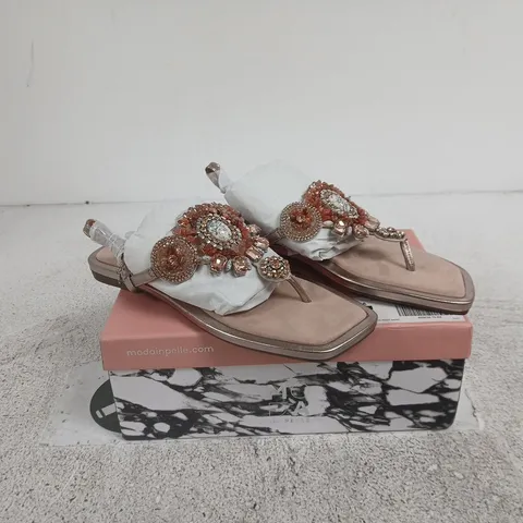MODE IN PELLA LAVANA SANDAL – ROSE GOLD, TOE-POST, UK 8 (EU 41)
