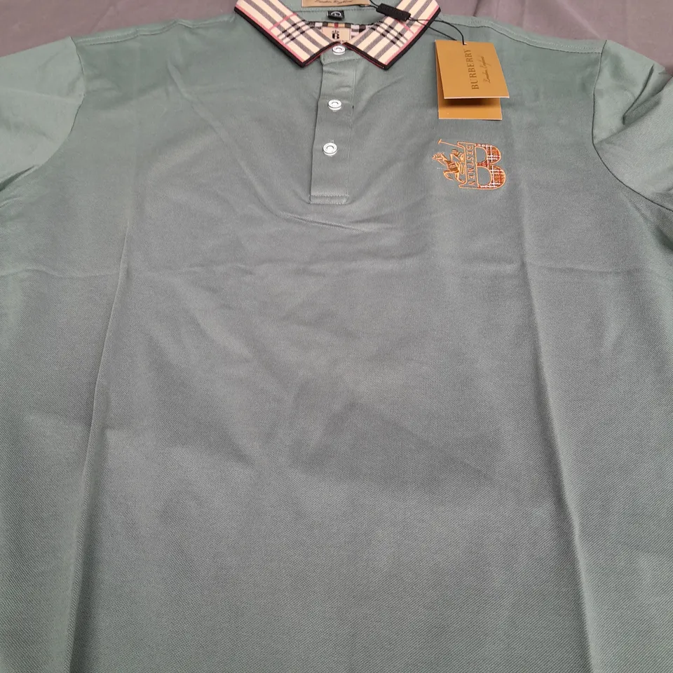 BURBERRY GREEN POLO SHIRT - LARGE