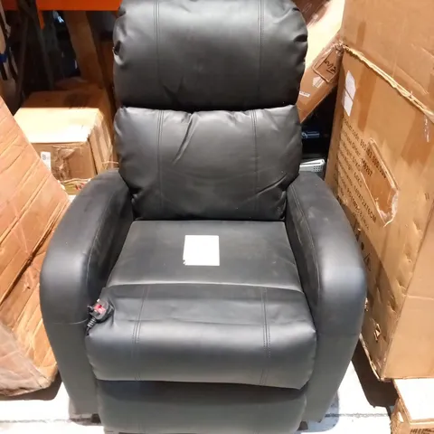 DESIGNER BLACK FAUX LEATHER ELECTRIC RECLINING ARM CHAIR