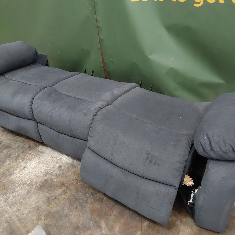 DESIGNER MANUAL RECLINING THREE SEATER SOFA BASE GREY FABRIC