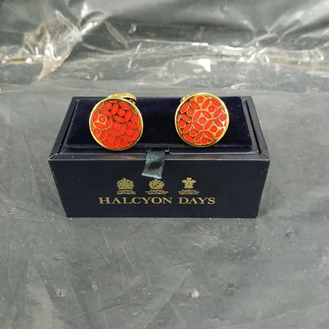HALCYON DAYS ROSE CUFFLINKS IN RED/GOLD COLOUR 