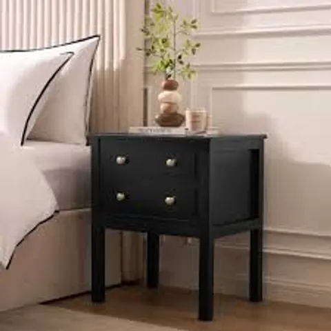 BOXED DUSK CAROLINA 2 DRAWER BEDSIDE TABLE - BLACK