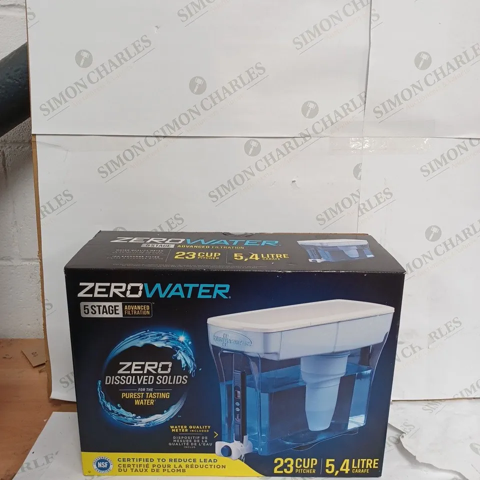 SEALED ZEROWATER 23 CUP/ 5.4 LTR WATER FILTRATION DISPENSER WITH FREE TDS METER