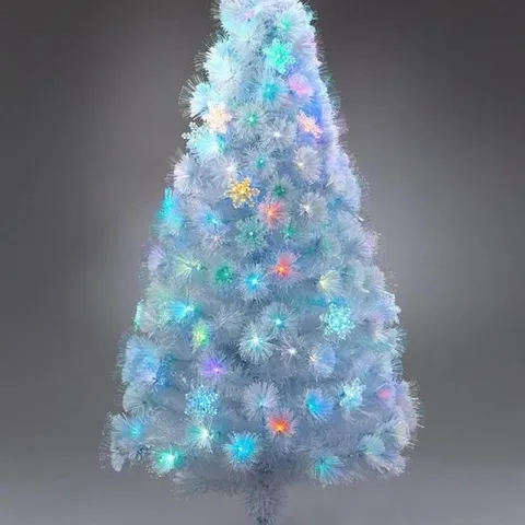 BOXED FESTIVE 5FT WHITE FIBRE OPTIC CHRISTMAS TREE WITH STAR TOPPER (1 BOX)