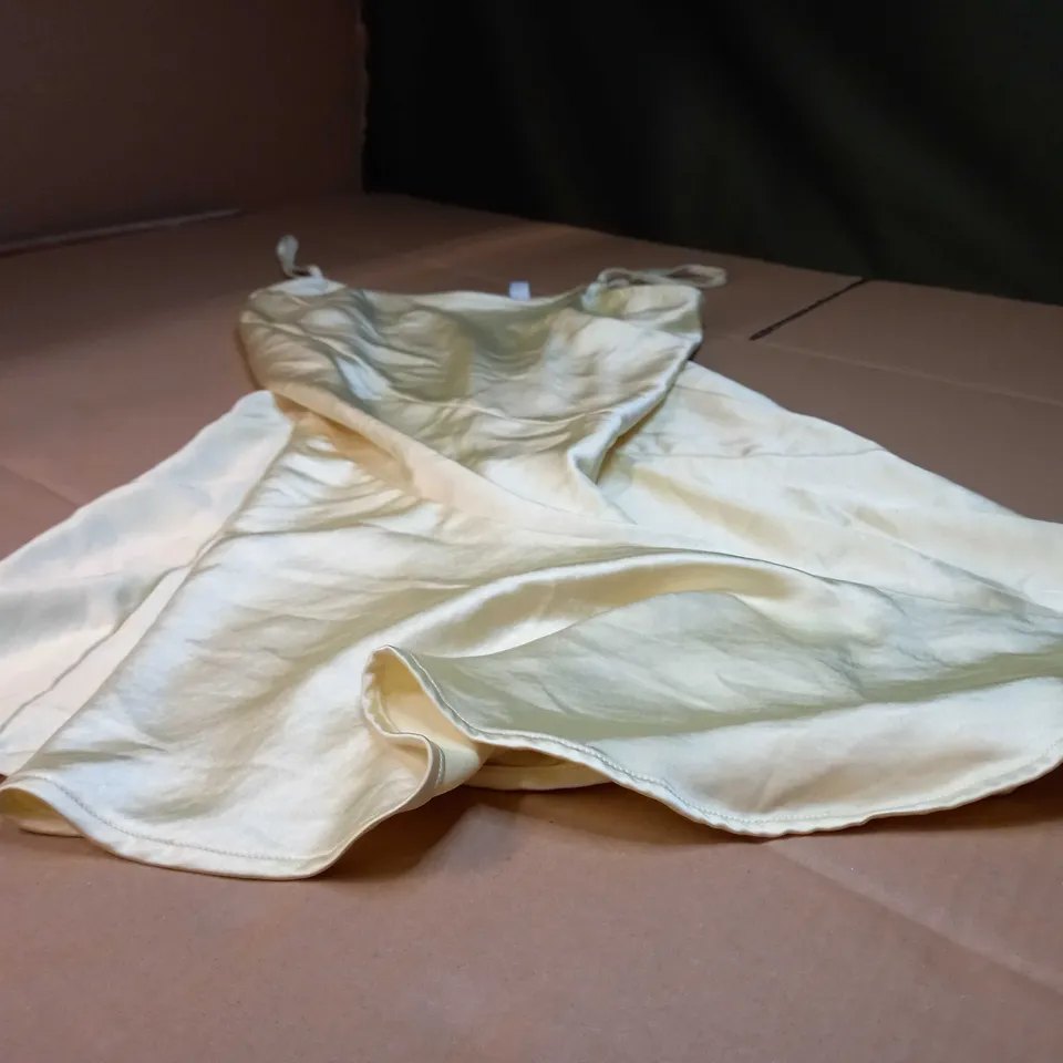 COLLUSION YELLOW SATIN SLIP DRESS - SIZE 10