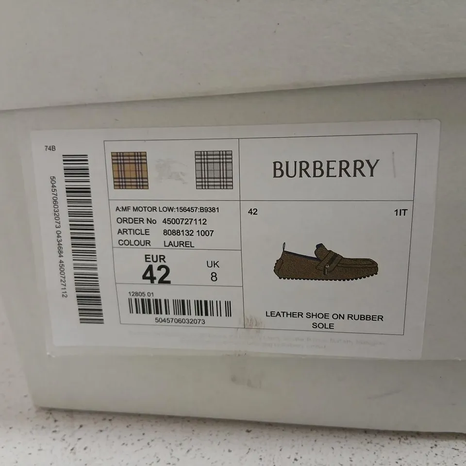 BURBERRY LEATHER LOAFERS – BEIGE/TAN, UK 8 (EU 42) – BOXED WITH DUST BAG