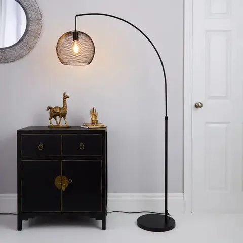 BOXED HARRISON BLACK ARC FLOOR LAMP