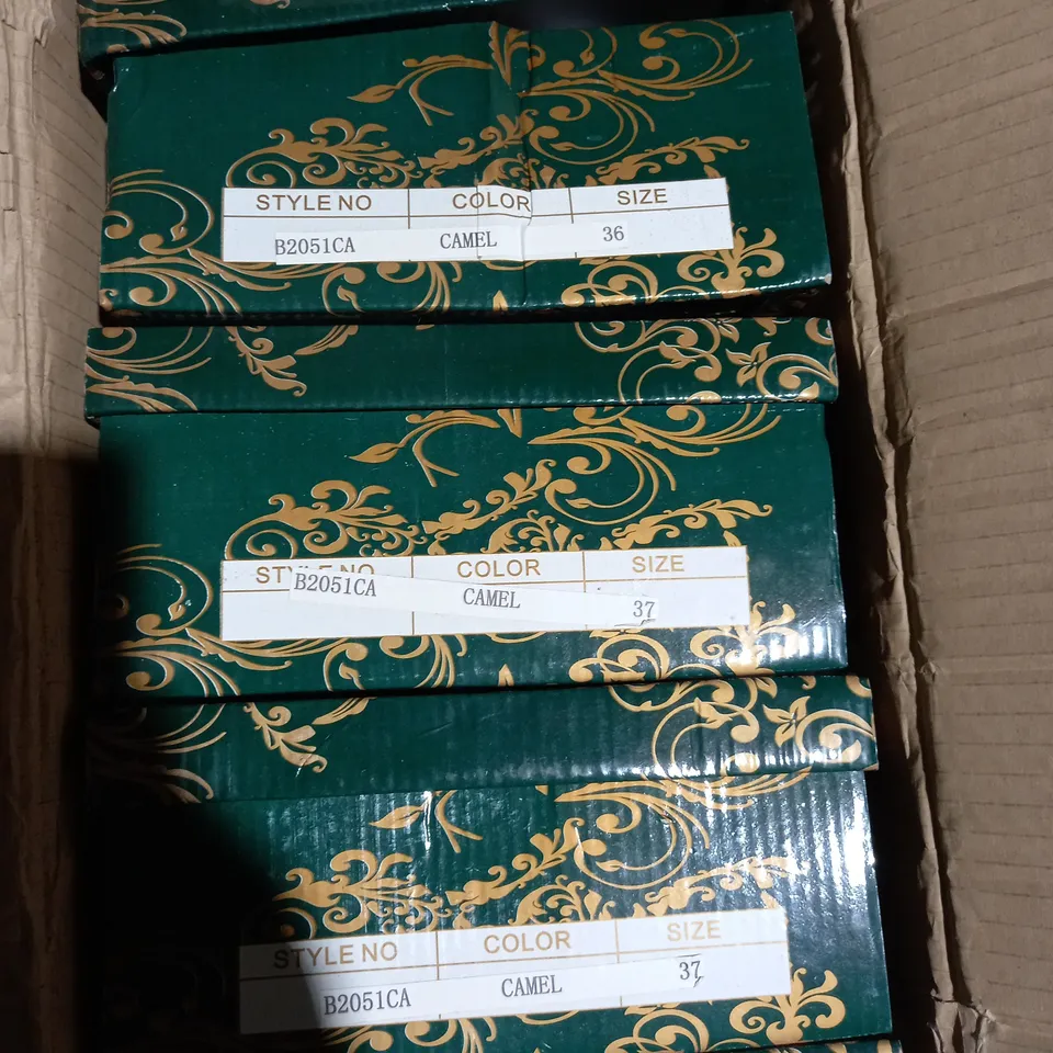 APPROXIMATELY 10 BOXED PAIRS OF CLARA'S BLOCK HEELED SHOES IN CAMEL VARIOUS SIZES TO INCLUDE SIZE 36EU 