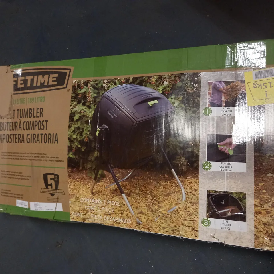 LIFETIME 189 LITRE (50 GALLON) COMPOST TUMBLER - BLACK-collection only