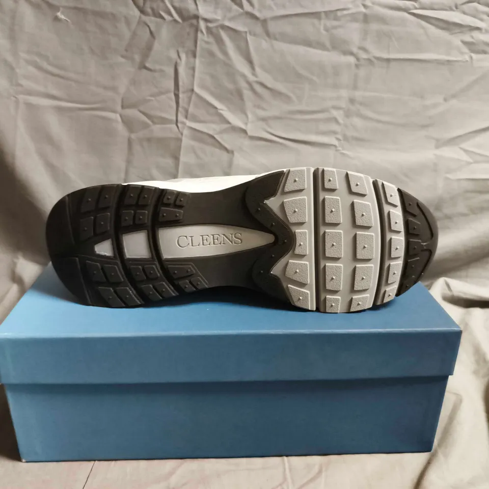BOXED PAIR OF CLEENS WHITE CHUNKY SNEAKER – ATHLETIC SHOE - MENS - UK SIZE 9.5