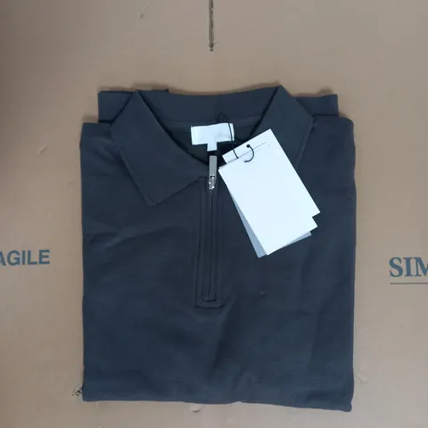 RAITH KNITTED POLO SHIRT IN CHARCOAL SIZE M