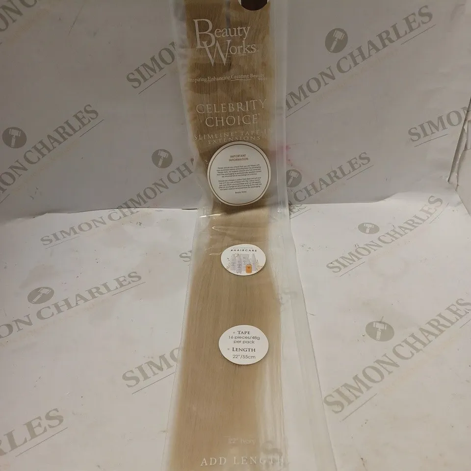 BEAUTY WORKS CELEBRITY CHOICE SLIM-LINE TAPE IN EXTENSION 22" IVORY