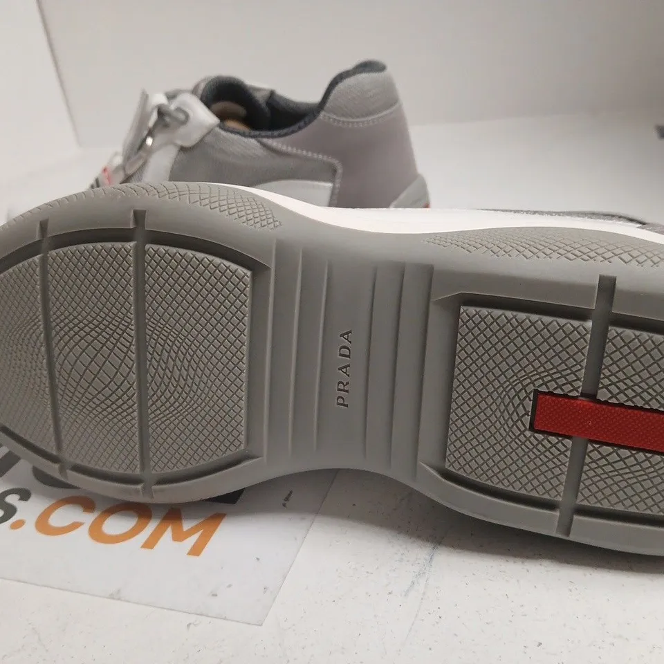 PRADA TRAINERS – WHITE/GRAY MESH – SIZE 12