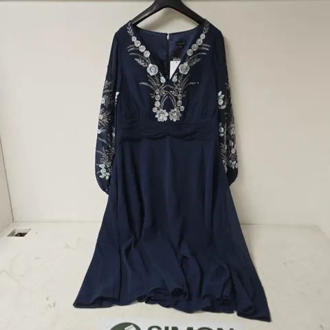 KALEIDOSCOPE NAVY EMBROIDERED DRESS - UK 16
