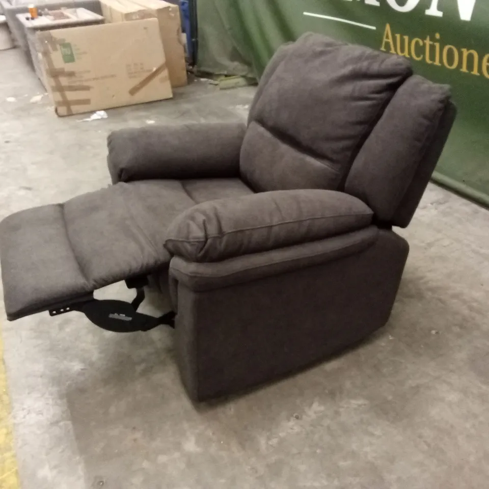 ALBION CHENILLE HIGH BACK MANUAL RECLINER ARMCHAIR - CHARCOAL RRP £479