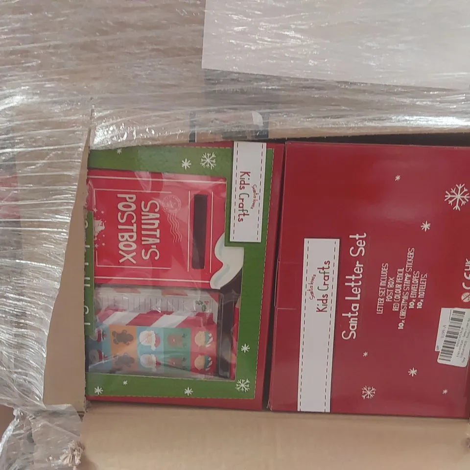 PALLET CONTAINING A VERY LARGE QUANTITY OF ASSORTED ITEMS INCLUDING: SANTA LETTER SETS, SANTA HATS LED WREATHS ECT