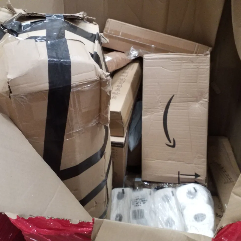 PALLET CONTAINING ASSORTED PRODUCTS INCLUDING OFFICE CHAIR, PIANO FITNESS RACK, PIZZA STONE & ELECTRIC STANDING DESK