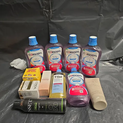 APPROXIMATELY 20 ASSORTED COSMETICS ITEMS TO INCLUDE - MOUTHWASH , NEAL WOLF CONDITIONER , LOREAL ANTI-SAGGING CREAM , ETC 