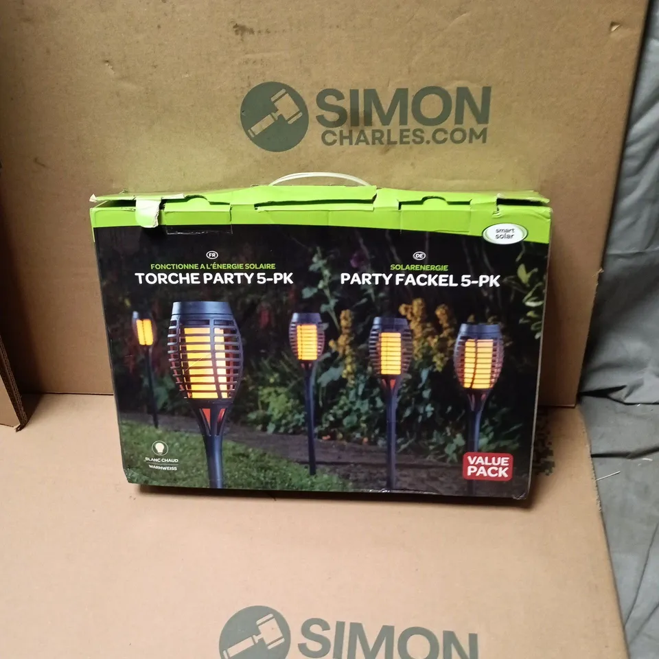 SOLAR POWERED PARTY TORCH 5-PACK – GARDEN OUTDOOR LIGHTING