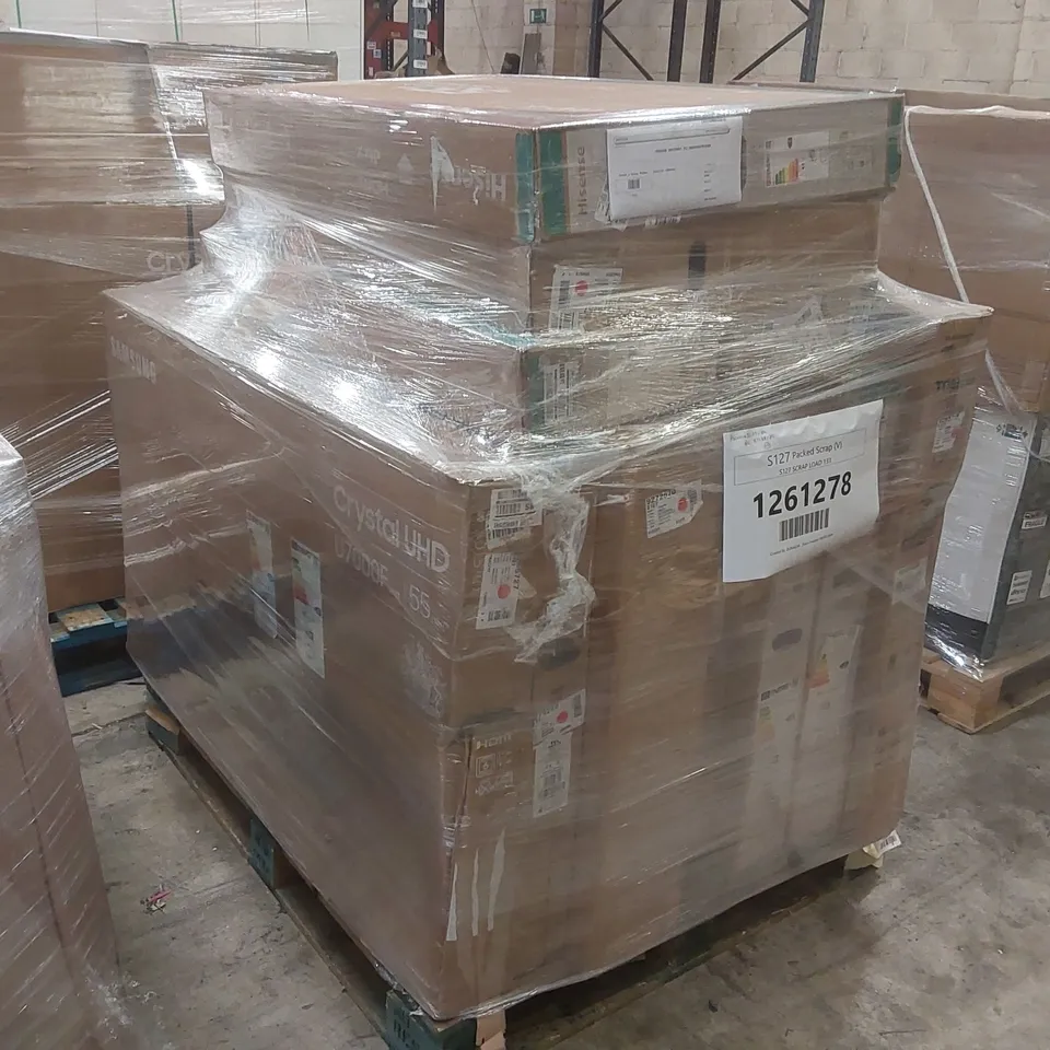 PALLET CONTAINING A LARGE QUANTITY OF ASSORTED DAMAGED TVs
