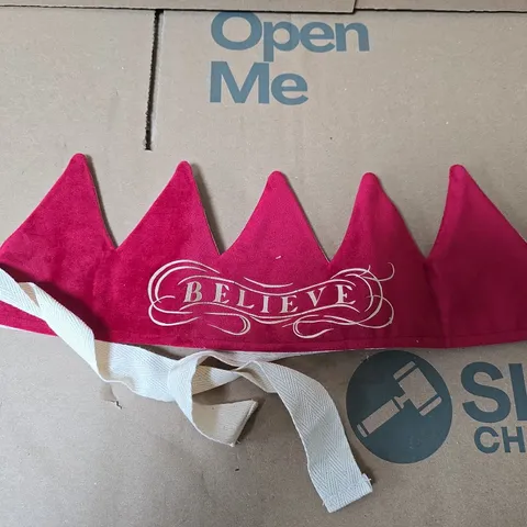 FABLE HEART BABY CROWN HEADBAND – PINK CROWN WITH BELIEVE MOTIF