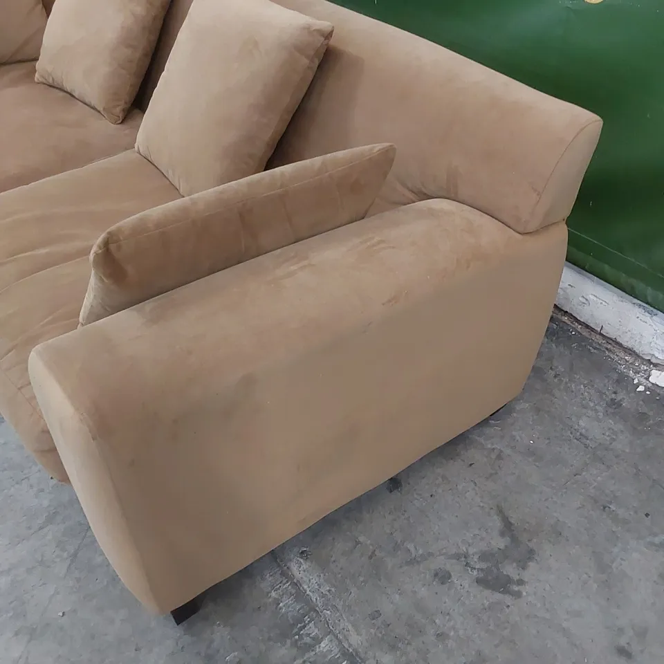 DESIGNER LARGE FABRIC UPHOLSTERED SOFA - OCHRE