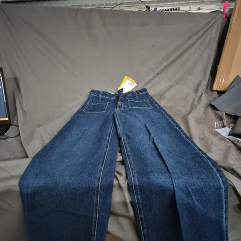 H&M WIDE-LEG DENIM JEANS – HIGH WAIST, FULL LENGTH, UK 4 (EU 32, US 0)