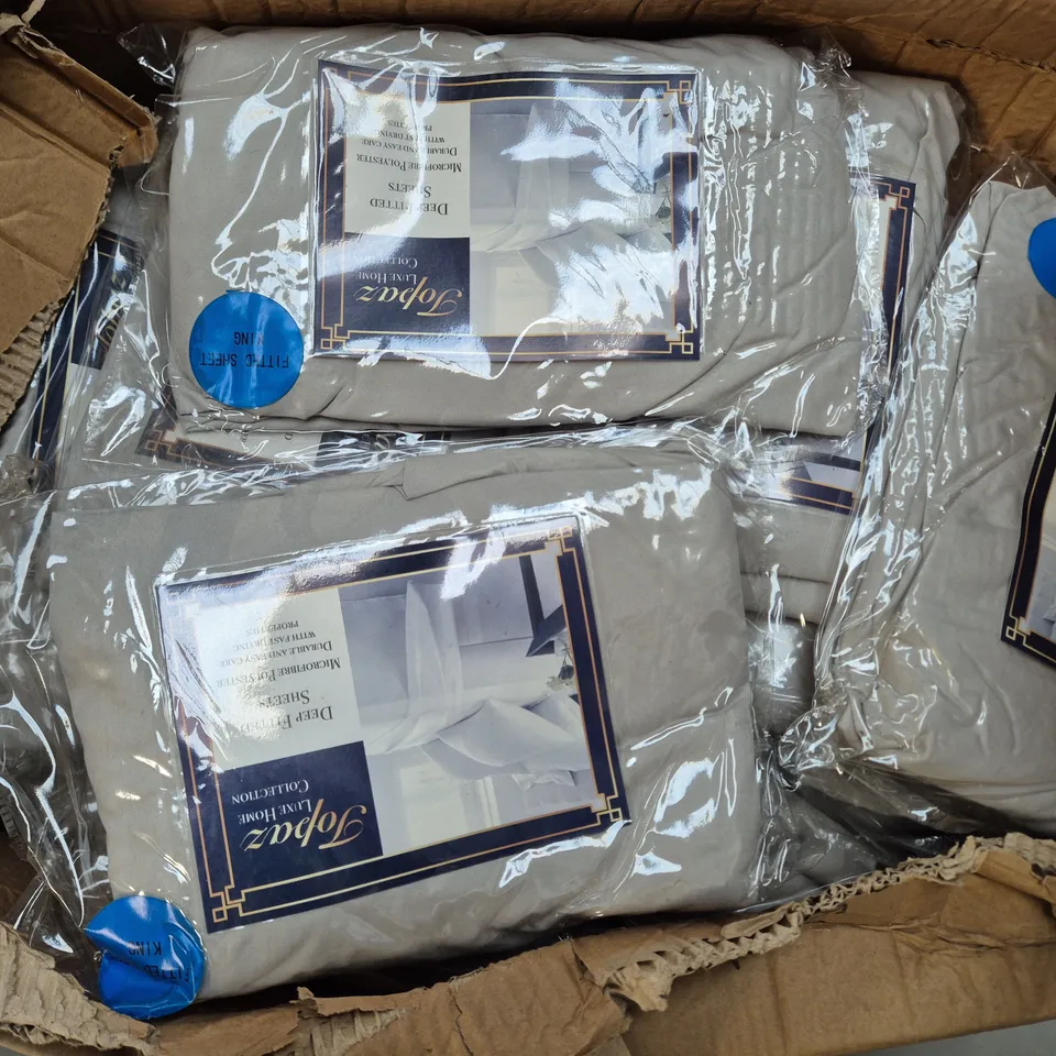 BOX OF 20 ASSORTED GREY FITTED SHEETS SIZE KING