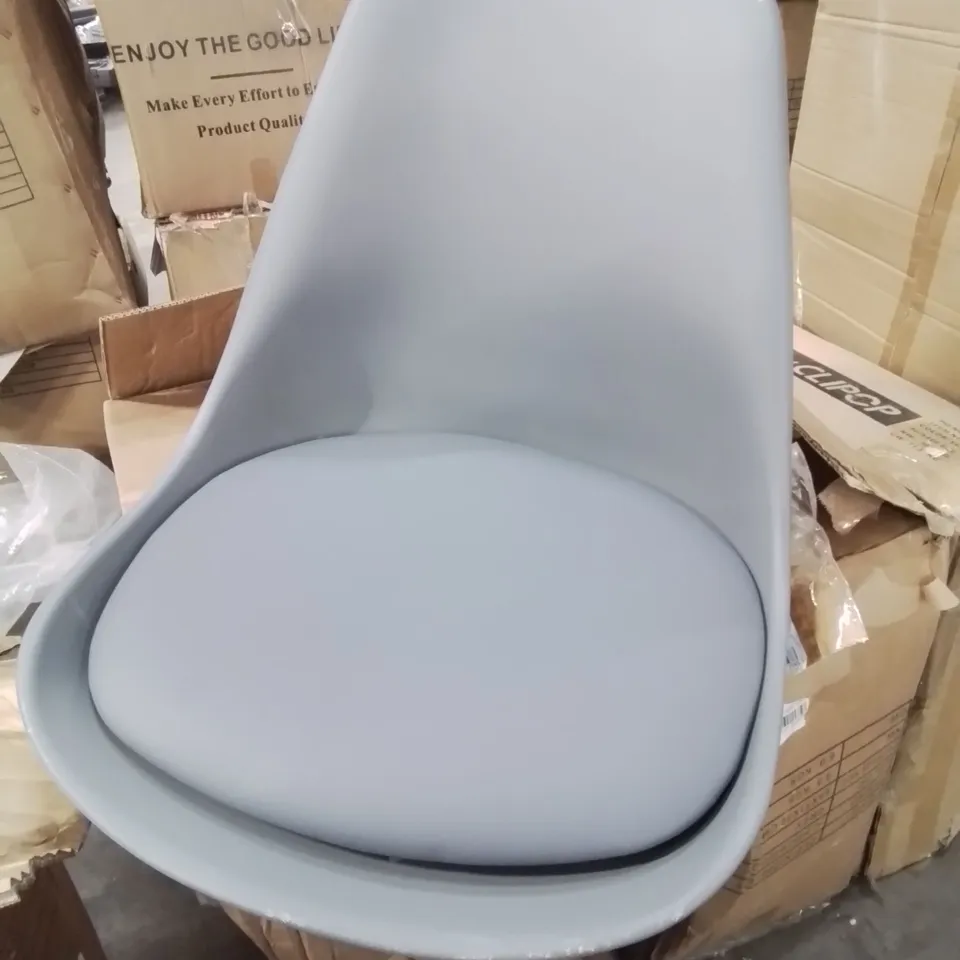 BOXED UNBRANDED PLASTIC PADDED DINING/SIDE CHAIR IN DARK GREY