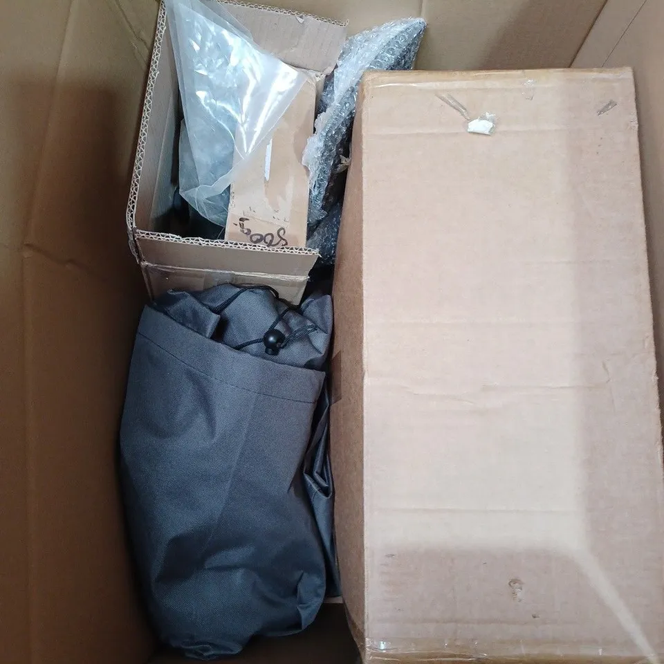 BOX TO CONTAIN APPROX. 6 X ASSDORTED HOUSEHOLD PRODUCTS. INCLUDES HEATING BLANKET CONTROLLER, VARIOUS COVERS, FABRICS ETC 