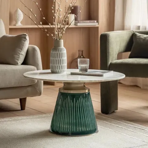 BOXED SEVILLE MARBLE COFFEE TABLE - EMERALD (2 BOXES)