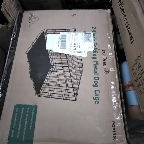 BOXED FURDREAMS 24INCH FOLDING METAL DOG CAGE 