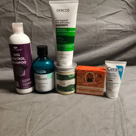 APPROXIMATELY 20 HEALTH AND BEAUTY PRODUCTS TO INCLUDE WIG CONTROL SHAMPOO, DR SQUATCH PUMPKIN SOAP AND CERAVE HAND CREAM