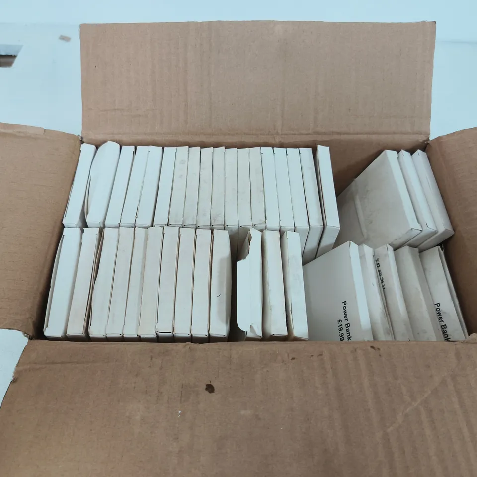 BOX OF APPROXIMATELY 35 POWER BANKS