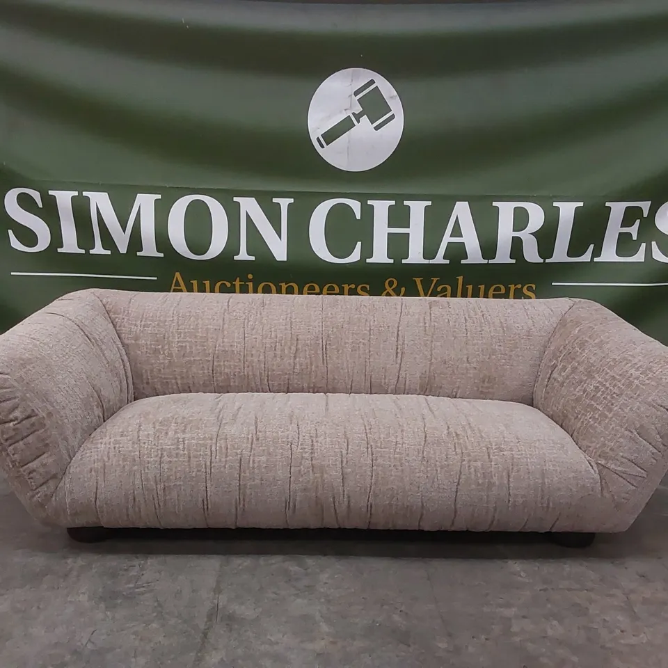 QUALITY DESIGNER ROCHE 4 SEATER OMBRA FABRIC SOFA - BEIGE 