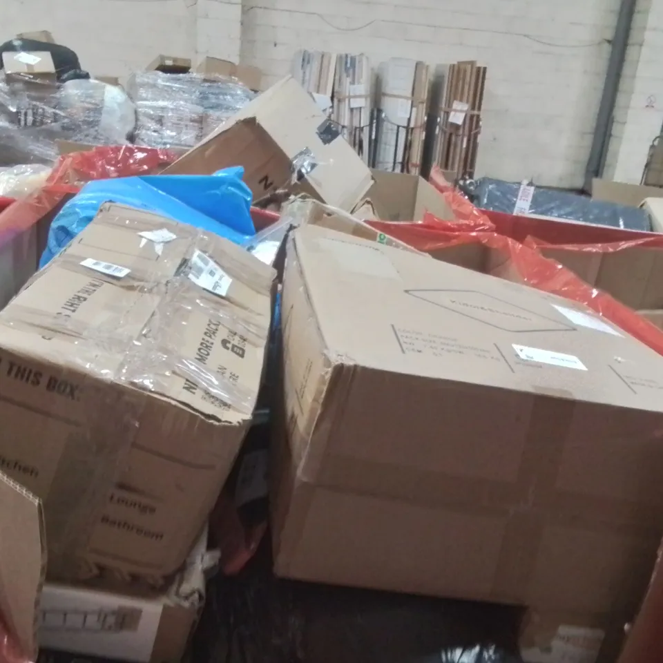 PALLET OF ASSORTED HOUSEHOLD GOODS AND PRODUCTS TO INCLUDE;LARGE RUG,DOOR MAT,MULTIPURPOSE GYM TOOL