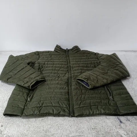 JOULES OLIVE GREEN QUILTED PUFFER JACKET – ZIP FRONT XL