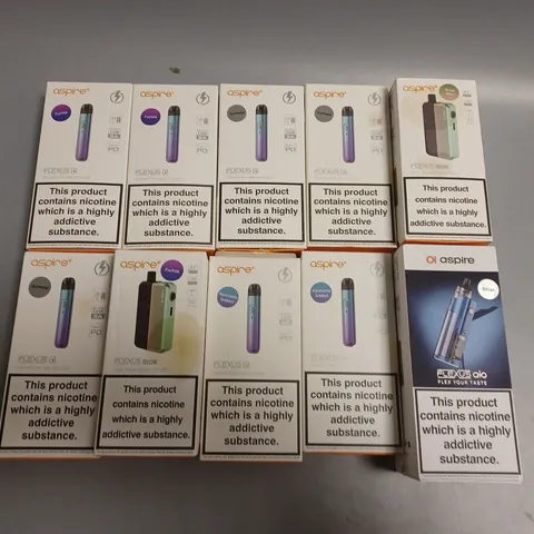 APPROXIMATELY 10 ASSORTED ASPIRE E-CIGARETTE PRODUCTS 