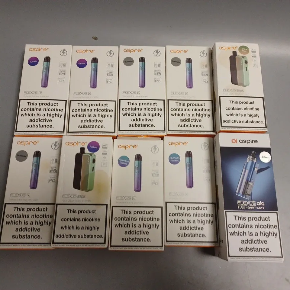 APPROXIMATELY 10 ASSORTED ASPIRE E-CIGARETTE PRODUCTS 