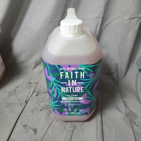 FAITH IN NATURE RELAXING BODY WASH – LAVENDER & GERANIUM, 5 L