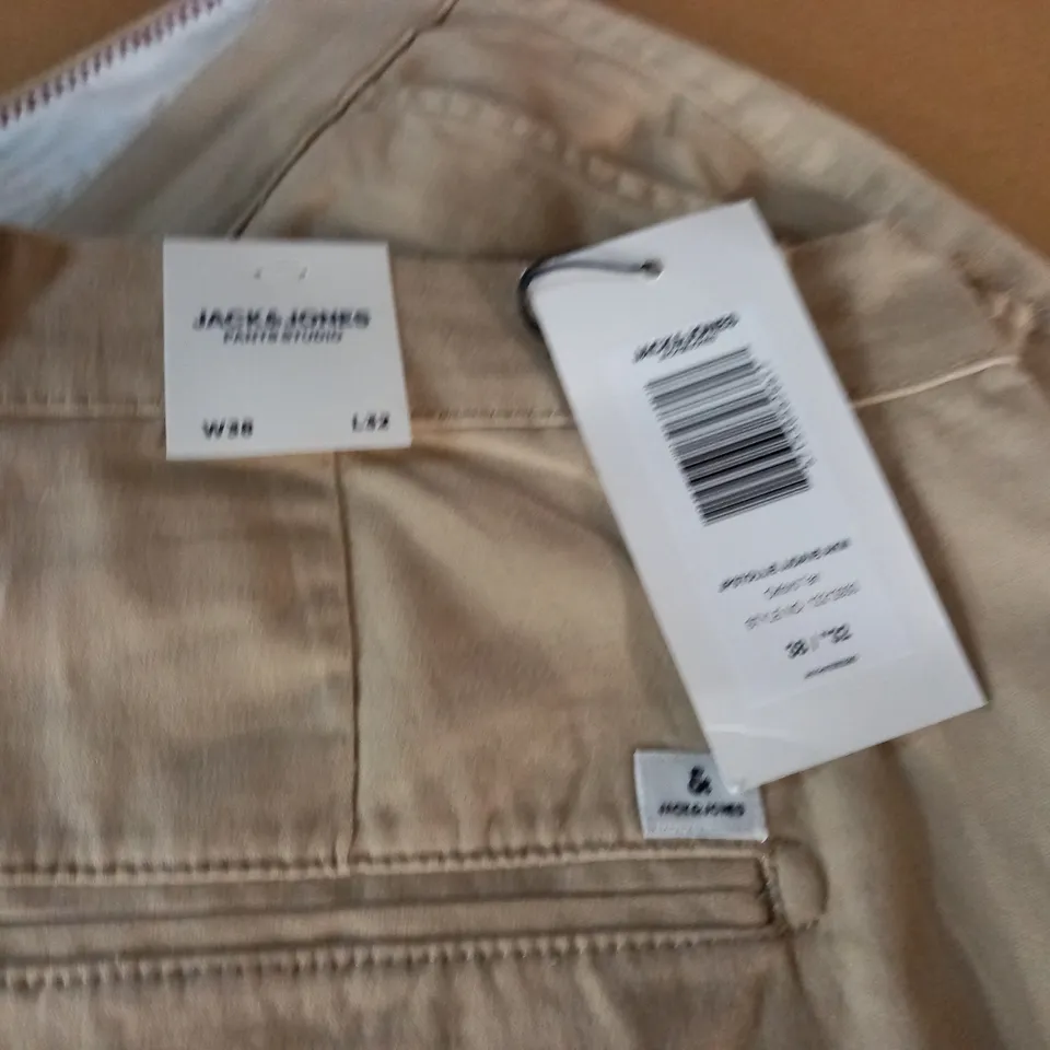 JACK & JONES REGULAR OXFORD TAN TROUSERS - 38/32"