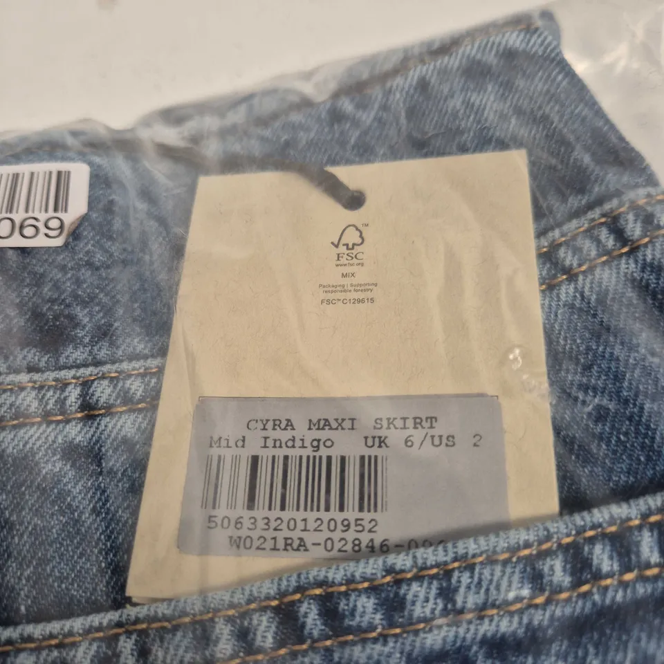 ALLSAINTS CYRA MAXI SKIRT - MID INDIGO UK 6 