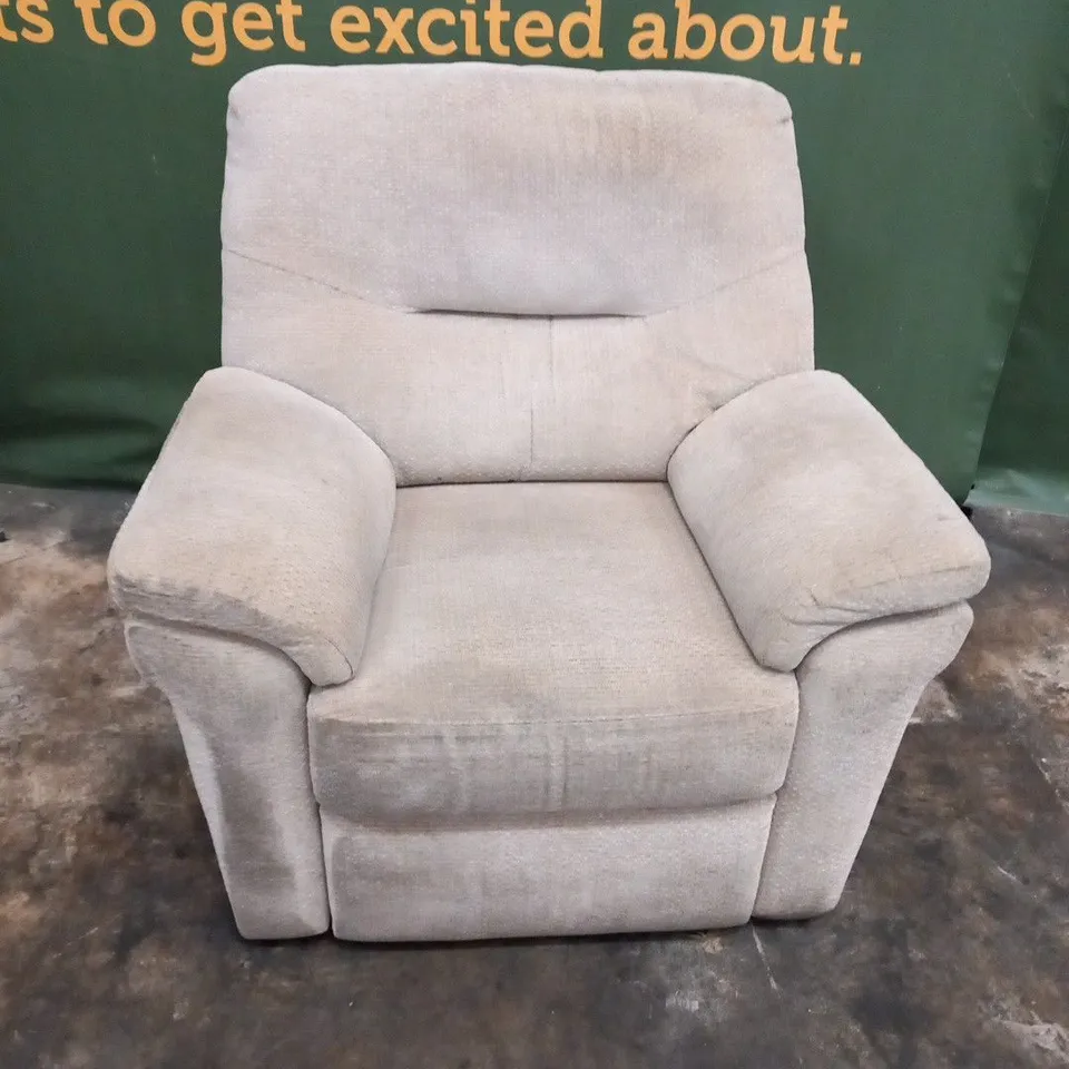 DESIGNER BEIGE FABRIC ARMCHAIR