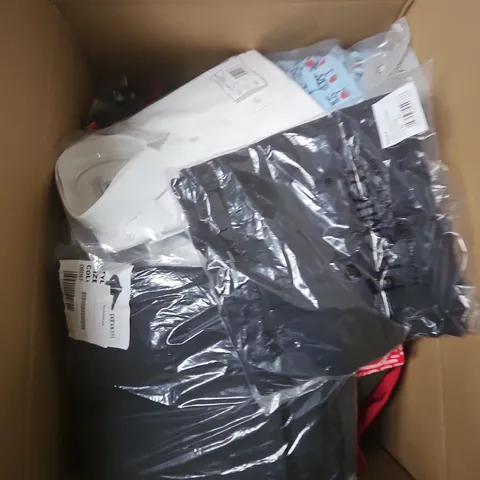 LARGE BOX OF APPROXIMATELY 25 ASSORTED CLOTHING ITEMS IN VARIOUS COLOURS, STYLES AND SIZES - COLLECTION ONLY