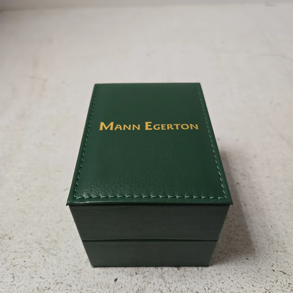MANN EGERTON CHRONOGRAPH WATCH – STAINLESS STEEL MESH BRACELET IN GREEN PRESENTATION BOX