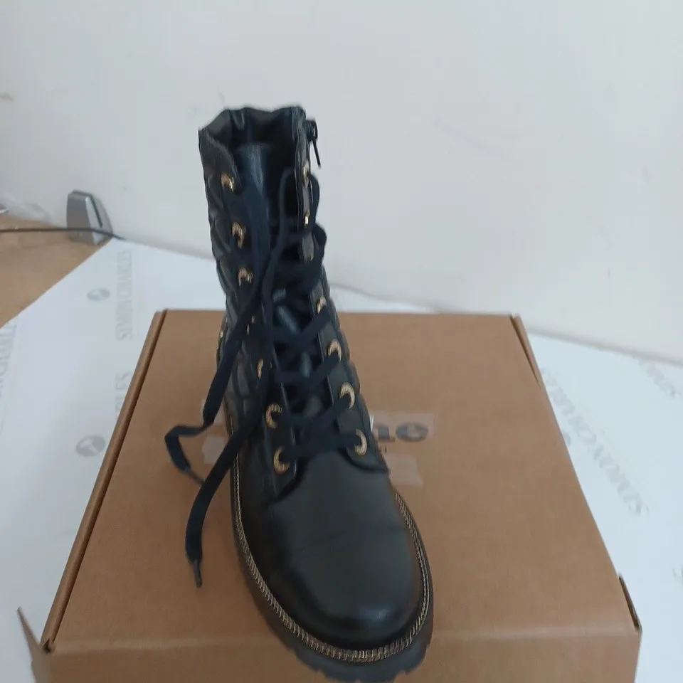 DUNE PAMPAS BLACK LEATHER ANKLE BOOT SIZE 6