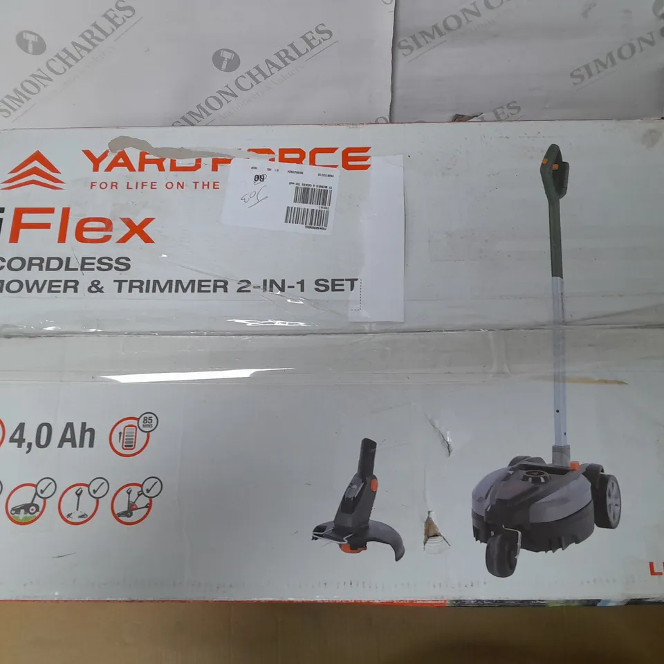BOXED YARD FORCE IFLEX 12V MOWER & GRASS TRIMMER