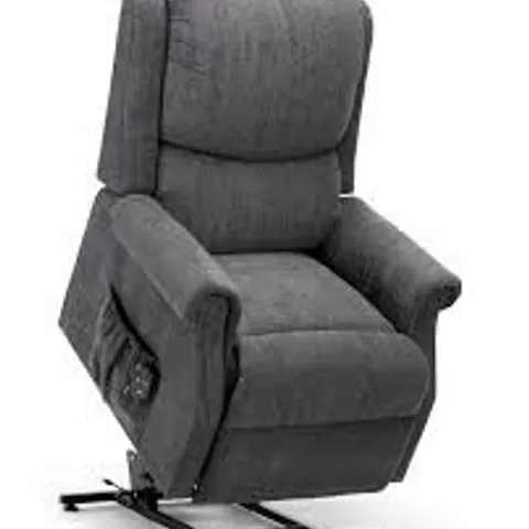BOXED CHARCOAL FABRIC RISE RECLINER CHAIR