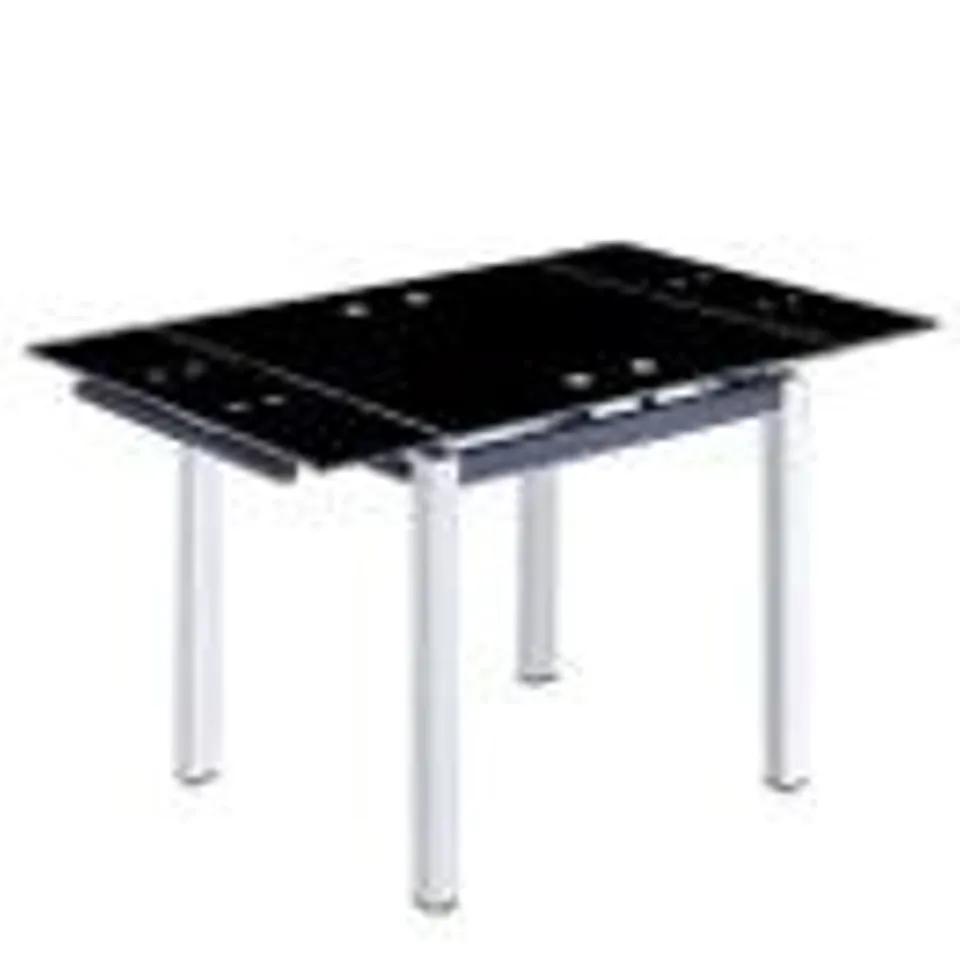 BOXED SARAH EXTENDING BLACK GLASS DINING TABLE (2 BOXES)