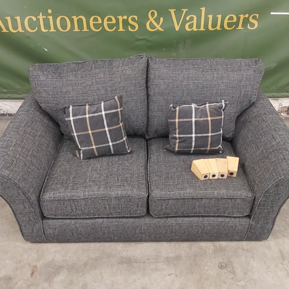 QUALITY DESIGNER ALSOP 2 SEATER HIGH BACK SOFA - LISBON CHARCOAL/HOY GREY